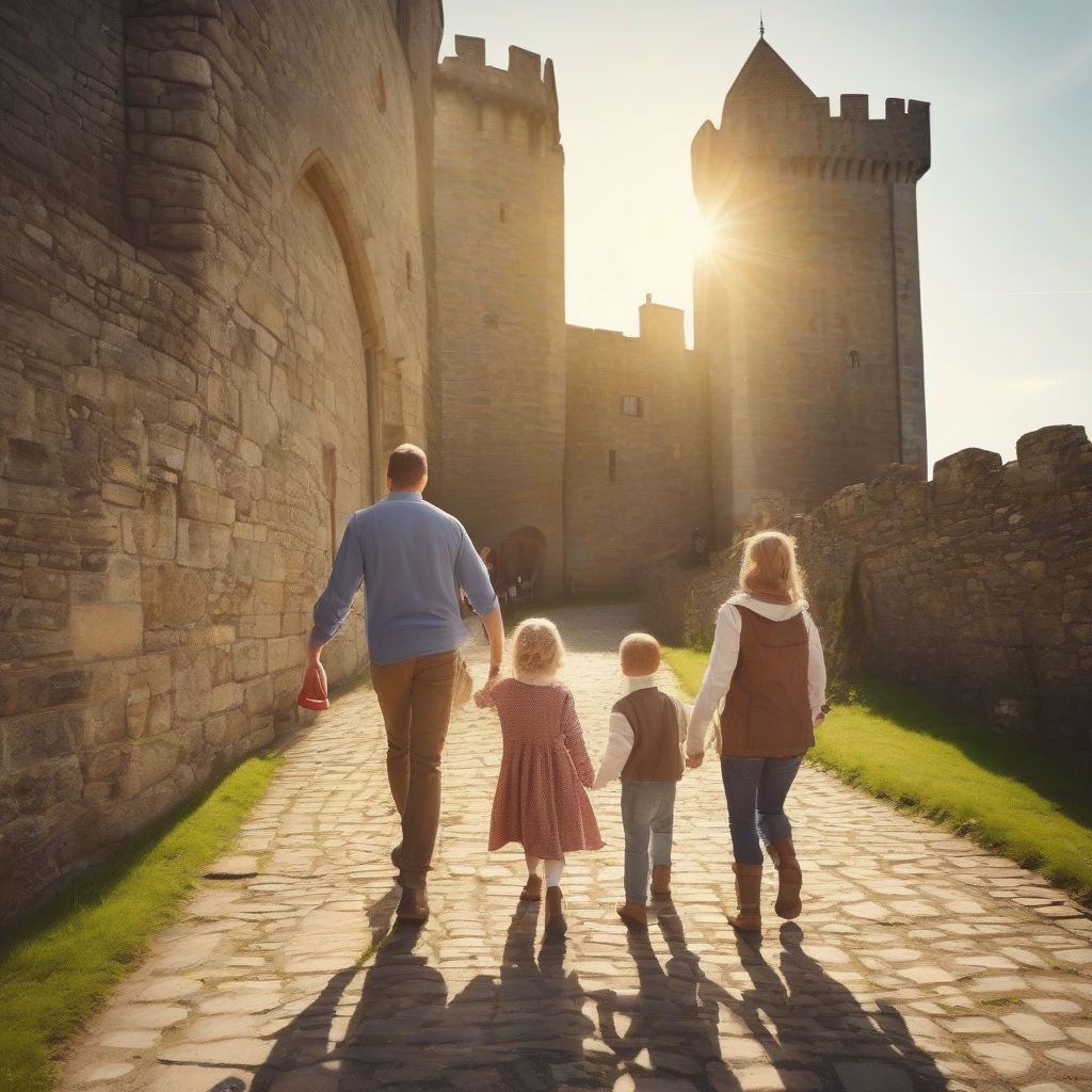 Family Exploring a Medieval Castle